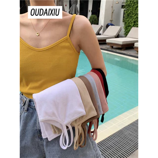 OUDAIXIU Áo 2 dây áo ba lỗ Thời trang hàn quốc rực rỡ cổ điển chic trendy WBX24407BM 20Z240515