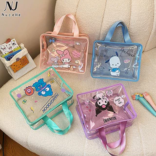 Nucelle Nhật Bản pvc túi nhỏ dễ thương Sanrio màu ins túi mỹ phẩm xách tay cô gái Kuromi túi mỹ phẩm cầm tay túi trong suốt