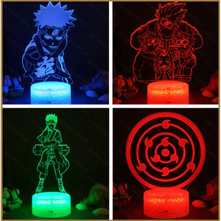 Sta5 Naruto Đèn Ngủ Anime 3D Đèn LED Từ Xa Sạc USB Cầu Vồng Chiếu Sáng Sharingan Trang Trí Nhà Quà Tặng