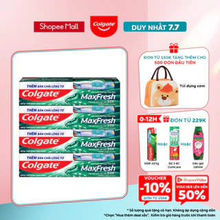 Bộ 4 Kem đánh răng Colgate Maxfresh the mát thổi bùng sảng khoái 225g/tuýp tặng bàn chải