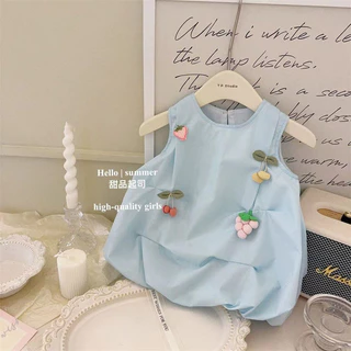 [Hàng có sẵn] Váy Vest bé gái mùa hè Váy hoa ba chiều dành cho bé gái Váy không tay thời trang Size 80-130