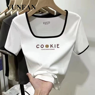 YUNFAN áo phông áo thun nữ croptop baby tee INS Đơn giản Vintage Trendy WTX2450LQ1 20Z240513