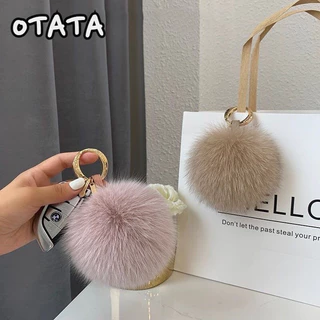 Otata 8cm rái cá thỏ bóng lông móc khóa Mặt dây chuyền Hairball Phụ kiện cho phụ kiện hành lý