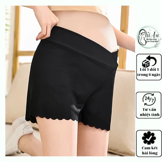 Quần Bầu Mặc Trong Váy Ki An Ms 02 cạp chéo Chất Cotton tăm Co Giãn 4 Chiều. Quần trong váy bà bầu có chun chỉnh