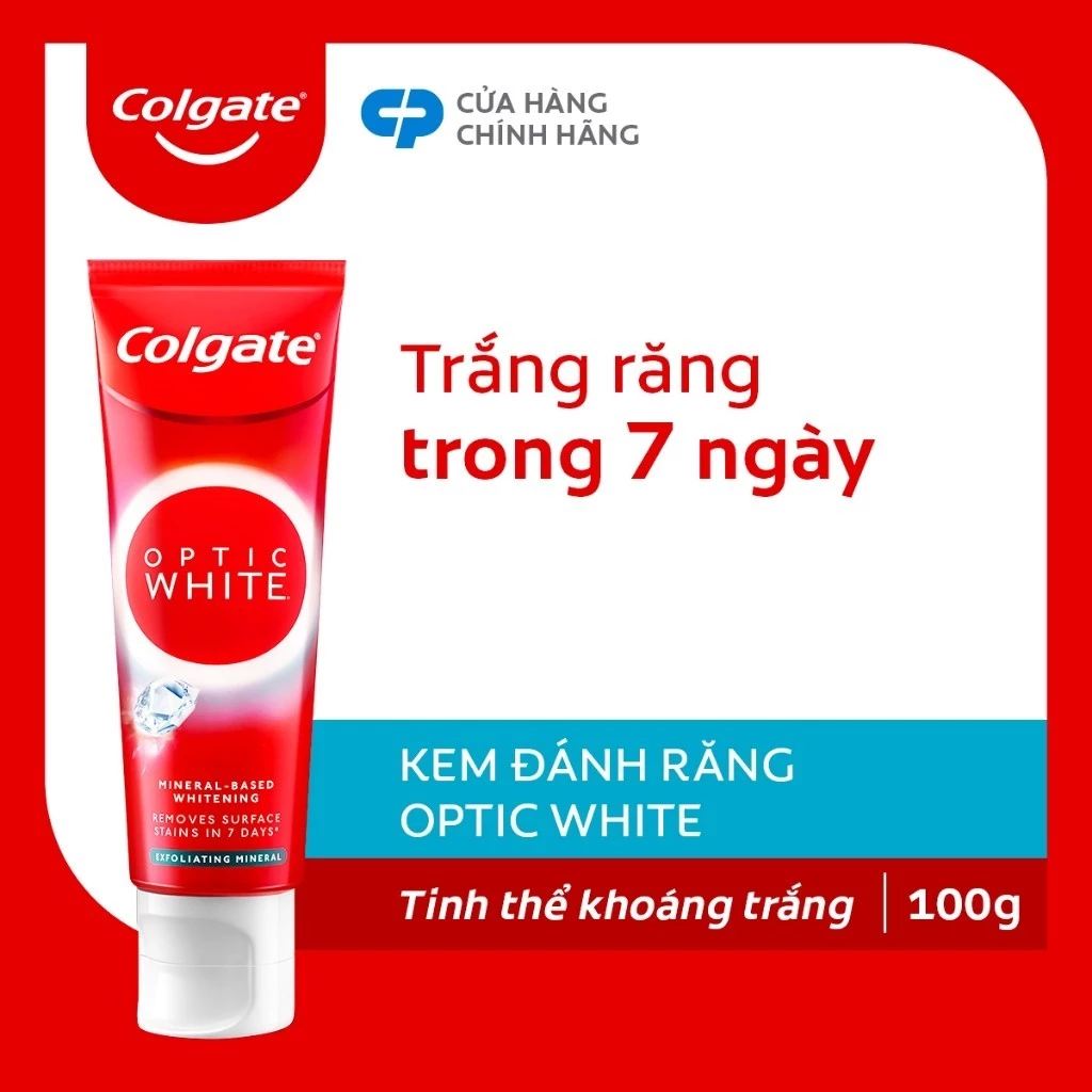 [HB gift] Kem Đánh Răng Colgate trắng răng Optic White Exfoliating Mineral cho răng sáng bóng 100g/tuýp