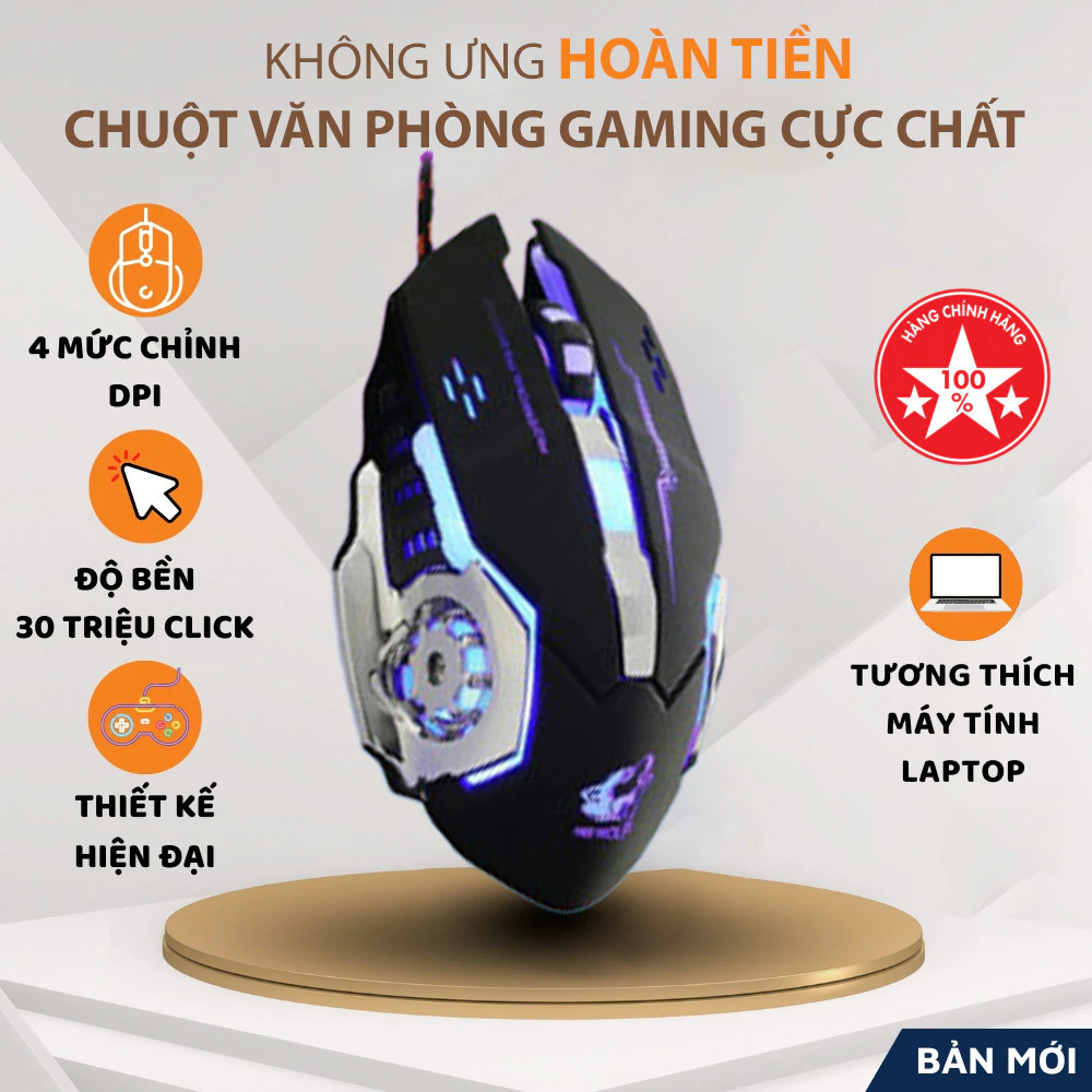 Chuột Máy Tính Có Dây Gaming Deiog G2 Có 6 Nút Hỗ Trợ App Led RGB 16 Triệu Màu 2400 DPI độ nhạy cao