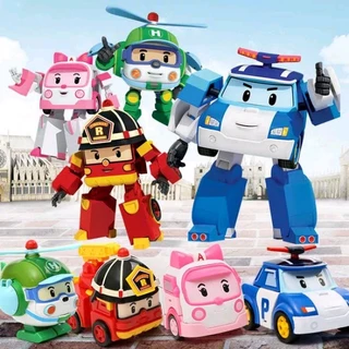 Robocar Poli Xe Đồ Chơi Hàn Quốc Xe Cảnh Sát Kereta Mainan Lori Budak Transformers Xe Kéo Lại Robot Xe Ô Tô Đồ Chơi Cho Trẻ Em