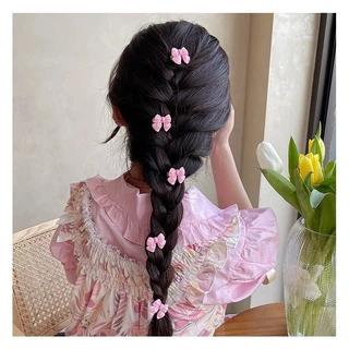 Kẹp tóc mái mỏ vịt LAGU cặp bấm mái hình nơ, quả đào, trái tim, bông hoa Hàn Quốc dễ thương màu trơn