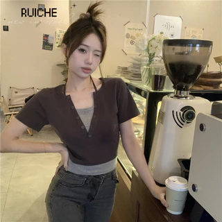 RUICHE áo baby tee áo thun nữ croptop  Casual Comfortable Thể thao Thời trang WTX24502VC 19Z240507