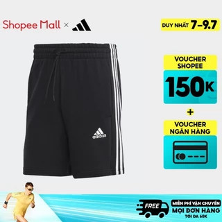 adidas Phong cách sống Quần Short 3 Sọc Vải Thun Da Cá Essentials Nam Đen IC9435