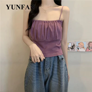 YUNFAN áo croptop Áo 2 dây áo ba lỗ Thời trang hàn quốc thông thường nhí nhảnh sang trọng may đo WBX24406OW 15Z240411