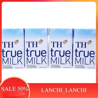 1 Vỉ 4 Hộp Sữa TH True Milk Hộp 110ml Có Đường/Ít đường - Shop SIÊU THỊ LAN CHI