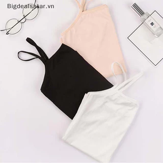 Bsvn Nữ Màu Trơn Cổ Tròn Dây Đeo Spaghetti Không Tay Top Underwaist Camisole HOT