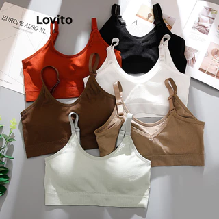 Áo ngực Lovito hở lưng màu trơn phong cách thể thao cho nữ LNL43042
