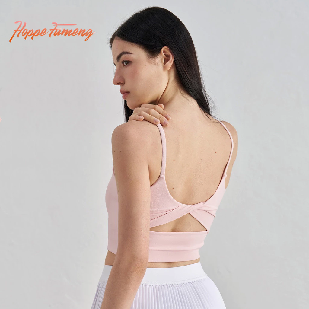 [Hoppe Fumeng] Áo ngực yoga thời trang xoắn bướm có đệm đẹp có thể tháo rời dành cho nữ
