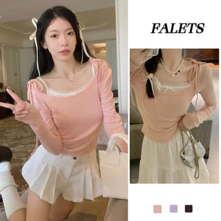 Áo Coquette Tay Dài Áo Croptop Dài Tay Áo brandy Áo Kiểu Nữ Áo thun ba lê mỏng hơn Look Top Áo thun dài  tay