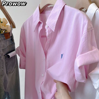 Prowow áo sơ mi nữ áo kiểu hàn quốc Định hình xu hướng Tối giản phong cách trendy WCS245066B 19Z240509