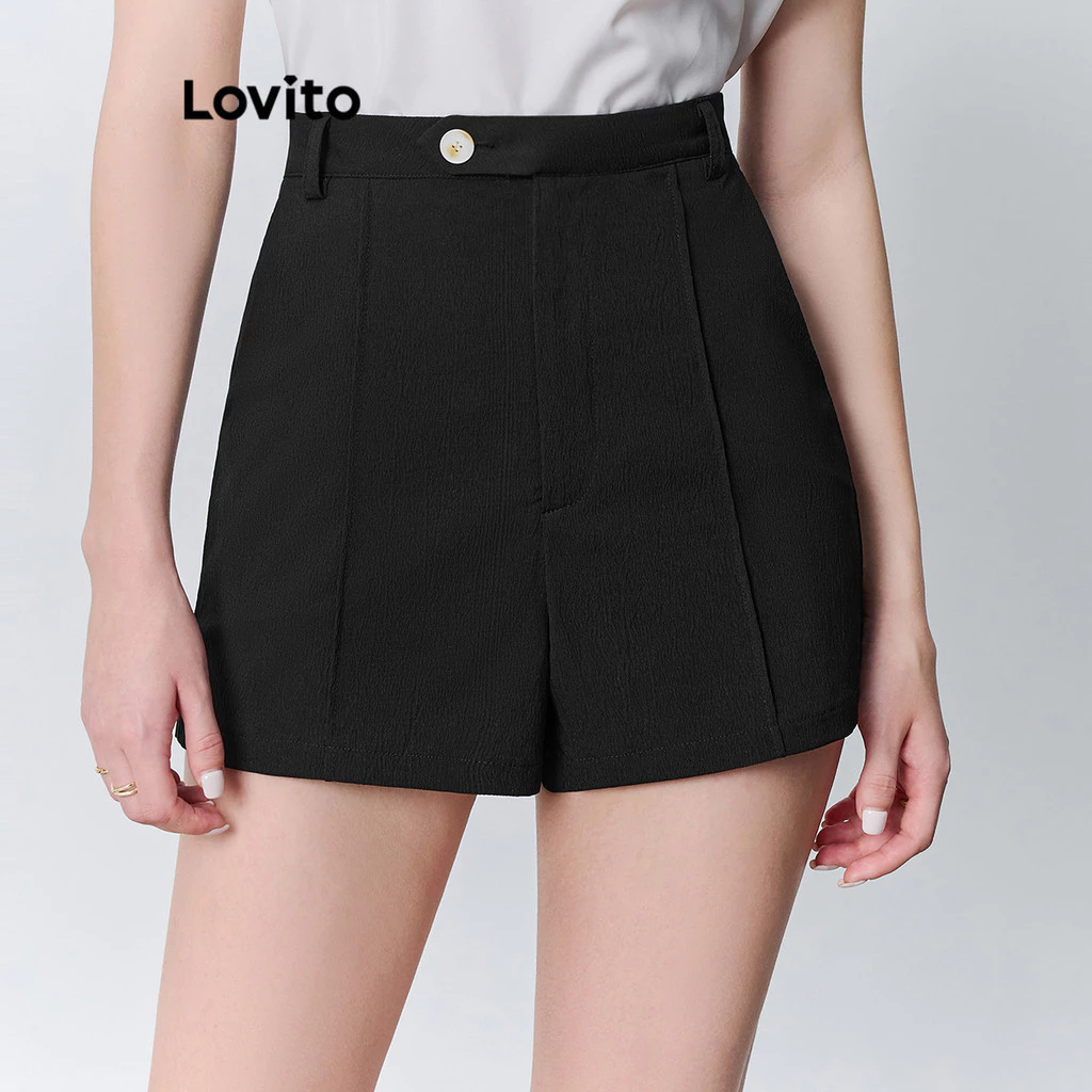 Lovito Quần short có cấu trúc túi trơn thông thường dành cho nữ L87ED383