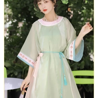 Hanfu Nữ Ming Made Cổ Tròn Han Element Dress Xuân Hè Phong Cách