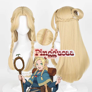 Anime Delicious in Dungeon Marcille Donato Cosplay Tóc Giả Dài 72cm Bím Vàng Tóc Giả Chịu Nhiệt Tổng Hợp Tóc