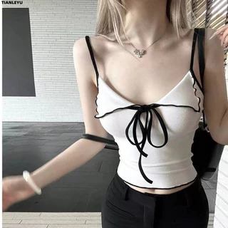 TIANLEYU Áo 2 dây áo ba lỗ Thời trang hàn quốc Thoải mái trendy Fashion độc đáo WBX24413TW 22Z240526