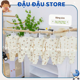 Set 5 Bộ quần áo dài tay sơ sinh trơn vải thun lạnh màu kem mềm mịn cho bé sơ sinh 0-9 tháng DL12 Đậu Đậu Store