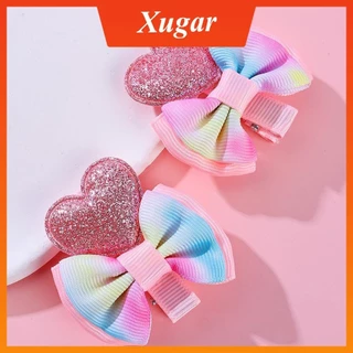 2 Chiếc Lấp Lánh Trái Tim Tóc Nơ Kẹp 2 Inch Ngọt Ngào Nhiều Màu Sắc Boutique Grosgrain Ruy Băng Bím Tóc Cho Bé Gái Trẻ Em Phụ Kiện Tóc Lạ Mắt Quà Tặng Sinh Nhật