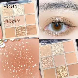 Nhiều Kiểu 9 Màu Phấn Mắt Tấm Ngọc Trai Matte Earth Eyeshadow Palette Lâu Dài Pha Trộn Shimmer Trang Điểm Mắt