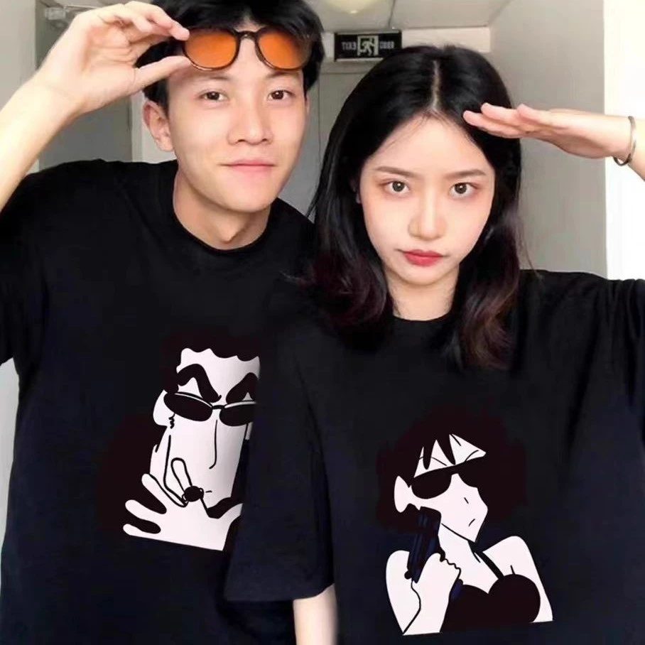 Áo thun ngắn tay nam nữ cotton cặp đôi mặc áo cổ tròn