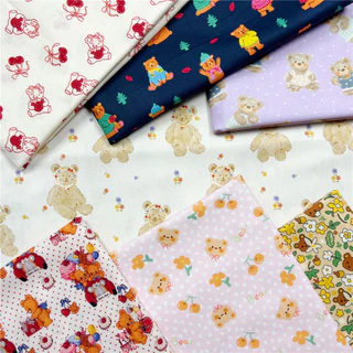 Động Vật Hoạt Hình Retro Gấu Vải cotton Chắp Vá May Quilting Áo Sơ Mi Quần Áo handmade chắp vá