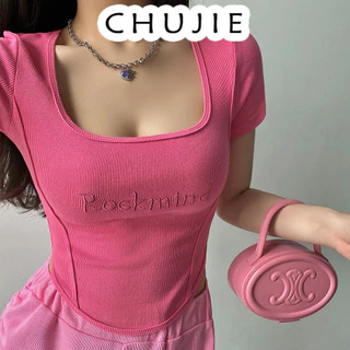 CHUJIE áo phông áo thun nữ croptop baby tee Thời trang Thể thao Dễ thương Popular A29J28O 17Z240426