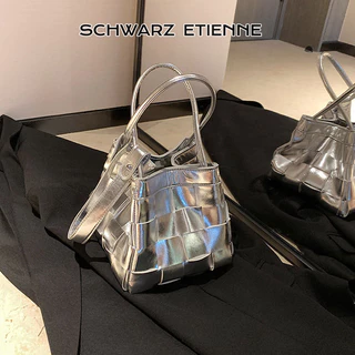Schwarz ETIENNE Túi tote thiết kế dệt bạc mới dành cho nữ, dung tích lớn thời trang đơn giản hợp thời trang túi đeo vai