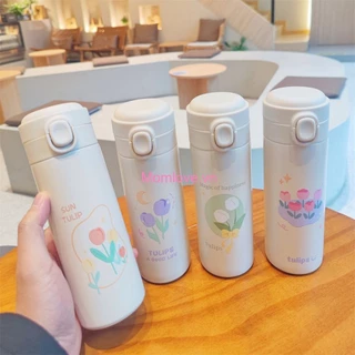 420ml Tulip Thermos Cup Thép không gỉ 304 Uống trực tiếp Phim hoạt hình Chai nước có nắp đàn hồi Cốc nước học sinh di động