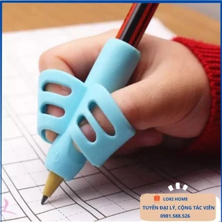 Hỗ trợ cầm bút cho bé, Dụng cụ xỏ ngón silicon chỉnh tư thế cầm bút cho bé, đệm cầm bút, dụng cụ cầm bút - Loki Home