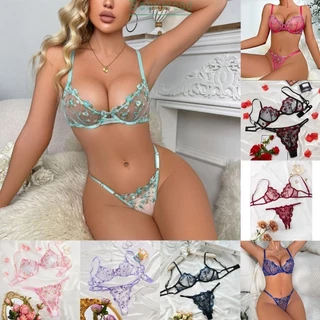 【Big Discounts】Sexy Lingerie Lace Erotic Woman Bra Panty Set Transparent  Underwear Embroidery#BBHOOD