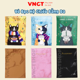 Vỏ bọc hộ chiếu bằng da vnctshop vnct, ví hộ chiếu, bao đựng passport cover case nữ cute dễ thương