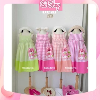 Váy đầm 2 dây kẻ CS213, HN541, CS308 Cinnamoroll, gấu Lotso cho bé gái