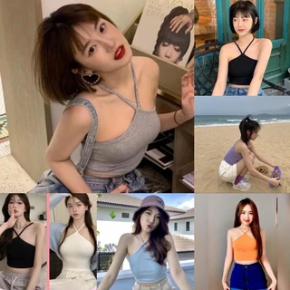 Áo 2 Dây Nữ Kiểu Yếm Chéo Dây Mảnh Dáng Croptop Chất Thun Tăm Siêu Hot mã 05