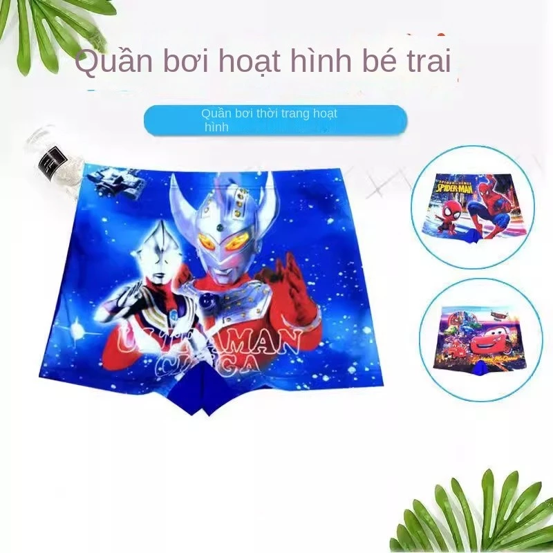 Quần bơi trẻ em, bé trai suối nước nóng, quần bơi, mũ bơi, bé trai, người nhện hoạt hình, quần bơi, quần boxer buộc dây