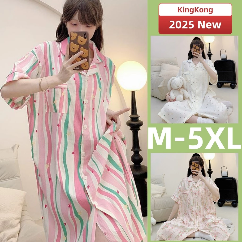 M-5xl Váy Ngủ Bộ Đồ Ngủ Nữ Plus Kích Thước Bộ Đồ Ngủ Đầm Mùa Hè Nữ Cotton Tay Ngắn Đồ Người Phụ Nữ Mặc Ở Nhà