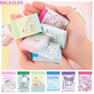 Back2life Kuromi Sticker Sách Mini, Pompom Purin KT Cat Cinnamoroll Dán, Thẻ Goo Hoạt Hình Anime Guka My Melody Dán Sách DIY