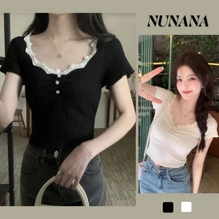 Áo baby tee Áo Coquette Tay Ngắn Áo Kiểu Nữ ôm body Áo croptop Thiết kế áo yếm trắng cho nữ mặc bên trong mùa hè Áo khoác ngoài ngắn cổ chữ v