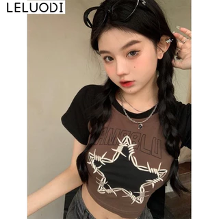 LELUODI áo phông áo thun nữ croptop baby tee Thể thao hàn quốc phổ biến Casual A29J1JN 17Z240424