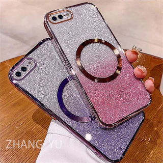 Ốp lưng iphone 6 7 8 6s PLUS Vỏ điện thoại TPU hình tròn hút từ tính Vỏ mềm mạ điện siêu mỏng