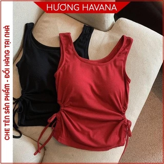 Áo bra ba lỗ dáng croptop cutout vùng eo buộc dây gợi cảm, áo may liền đệm ngực thông hơi mỏng 1cm mã FLA639