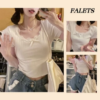 Áo baby tee Áo Coquette Tay Ngắn Áo Kiểu Nữ ôm body Áo thun ngắn tay ren nơ mỏng dành cho nữ Thiết kế mùa hè Niche Chic Short Top