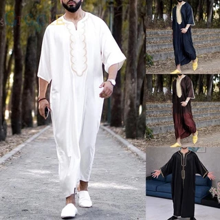 Áo choàng nam Hồi giáo Quần áo mới Juba Kaftan Dishdash Thobe Maxi Áo choàng hoàn toàn mới