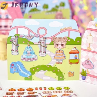 Jeromy DIY Dress Up Miếng Dán, Bộ Dán Công Chúa Trẻ Em Nhận Thức Màu Sắc Có Thể Tái Sử Dụng, Đồ Chơi Tranh DIY Giấy Dễ Thương Hoạt Hình Graffiti Bộ Lắp Ráp Trẻ Em Quà Tặng