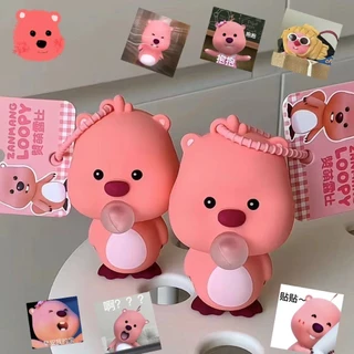 Loopy Hoạt Hình Dễ Thương Loopy Bong Bóng Thổi Móc Khóa Giải Nén Squishy Đồ Chơi Little Beaver Bóp Mặt Dây Chuyền Túi Treo Móc Khóa Quà Tặng Cho Bestfriends