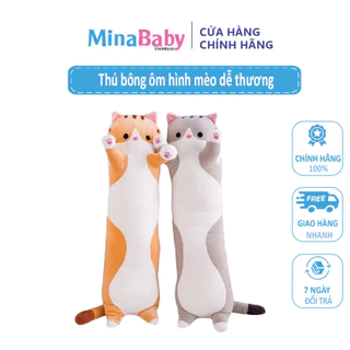 Gối ôm nhồi bông cotton mềm mại hình chú mèo nhiều màu sắc dễ thương cho bé Mina Kho Sỉ Mẹ Và Bé